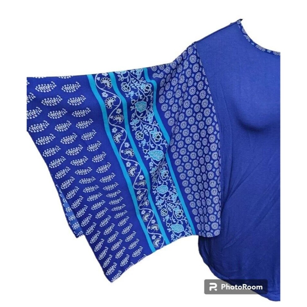 Chico's Size 1/Medium Kimono Sleeve Top Blue Boho